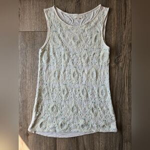 Sundance Beaded Emvroidered Lace Tank Top